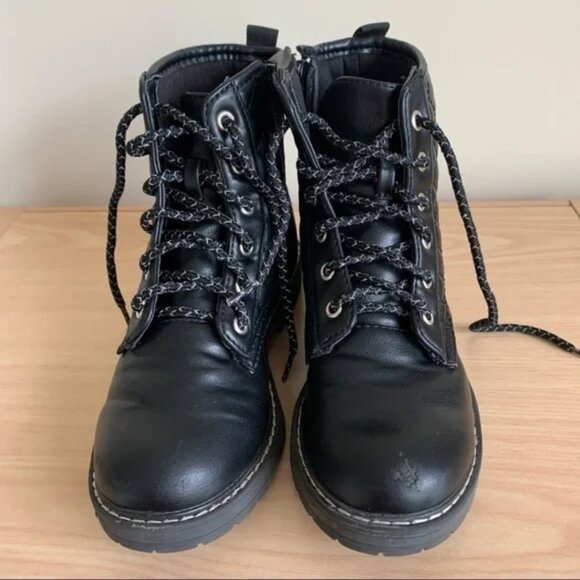 Steve MADDEN JBetty Black Moto Youth Combat Quilted Winter Boot - Picture 4 of 13